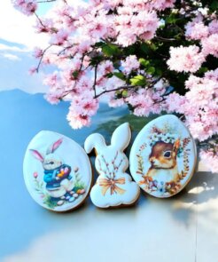 Alternative view of Dekoruotų Velykinių meduolių rinkinys geltonoje dėžutėje 21x11 cm. zuikiai