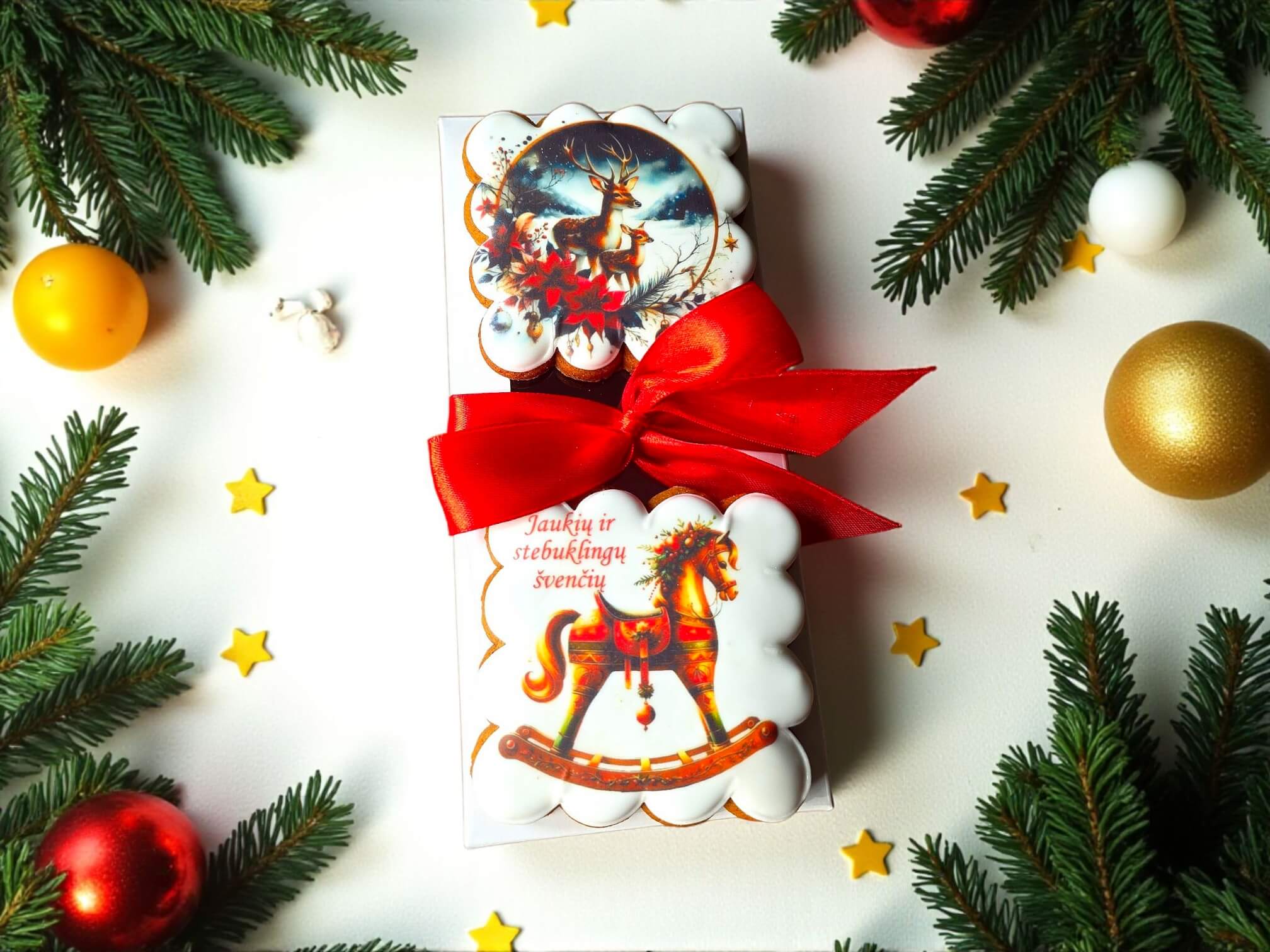 Kalėdinių meduolių rinkinys dėžutėje – Kalėdų žirgeliai