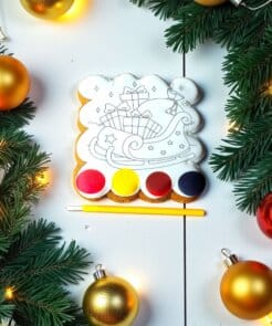 Kalėdinis meduolis spalvinimui - Kalėdų senelio rogės