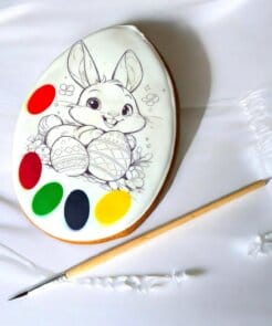 Didelis spalvinamas velykinis meduolis su teptuku  ( zuikis )