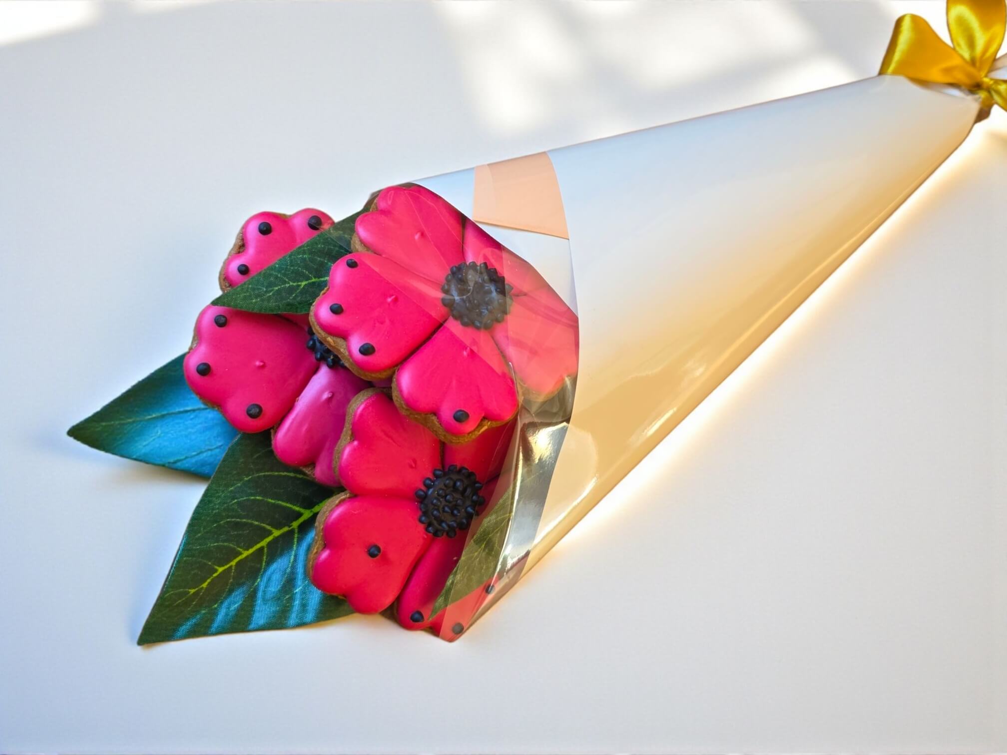 Rožinių žiedų meduolių gėlių puokštė dovanai - Image 5