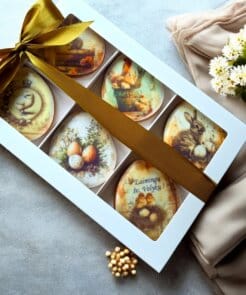 Vintažinio stiliaus dekoruotų meduolių rinkinys 6 vnt. dovanų dėžutėje