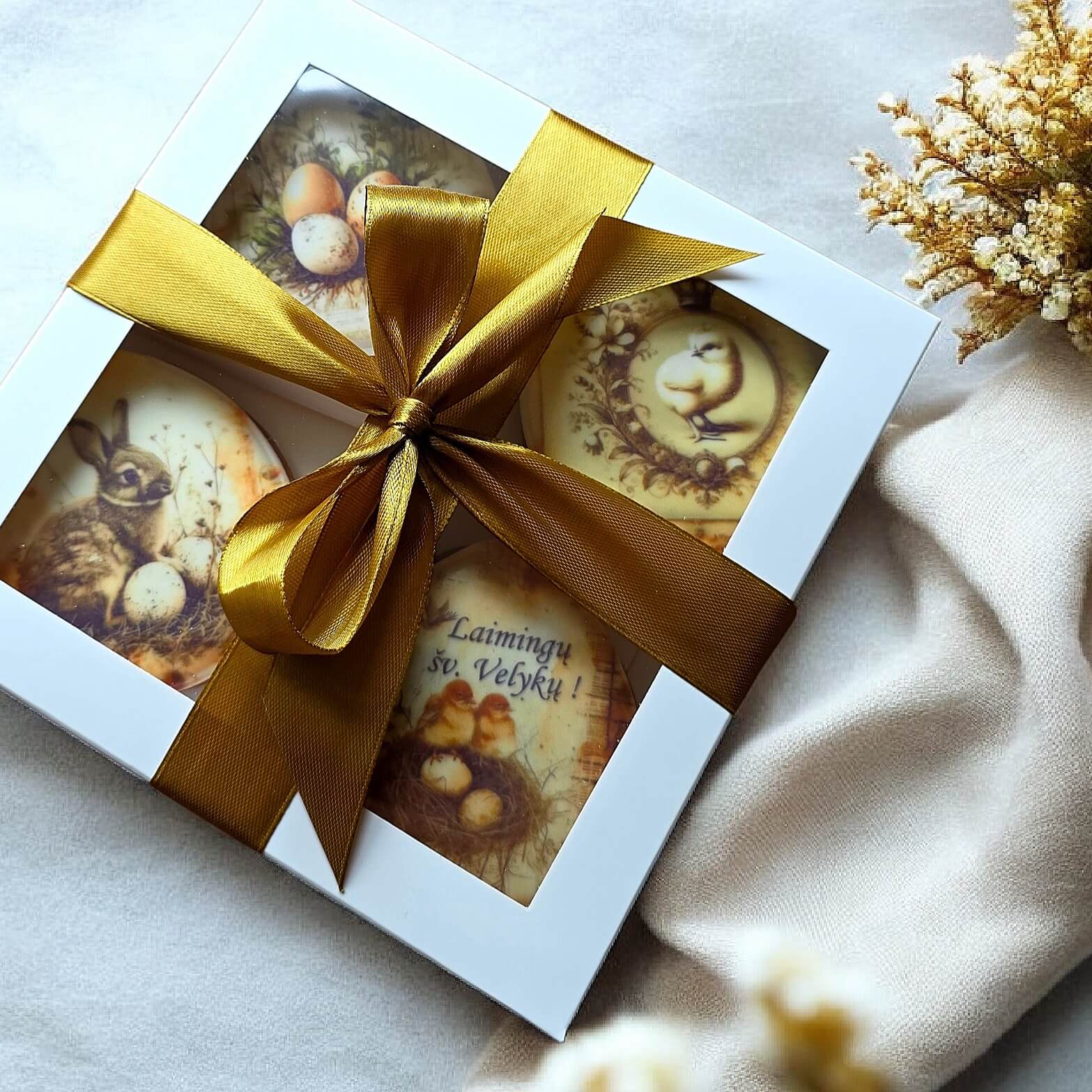 Vintažinio stiliaus dekoruotų meduolių rinkinys 4 vnt. dovanų dėžutėje - Image 2