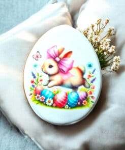 Velykinis meduolis „Zuikutė su kaspinėliu“ (10,5 × 8,5 cm)