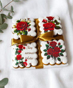 Personalizuotas meduolių rinkinys „Raudonos rožės“